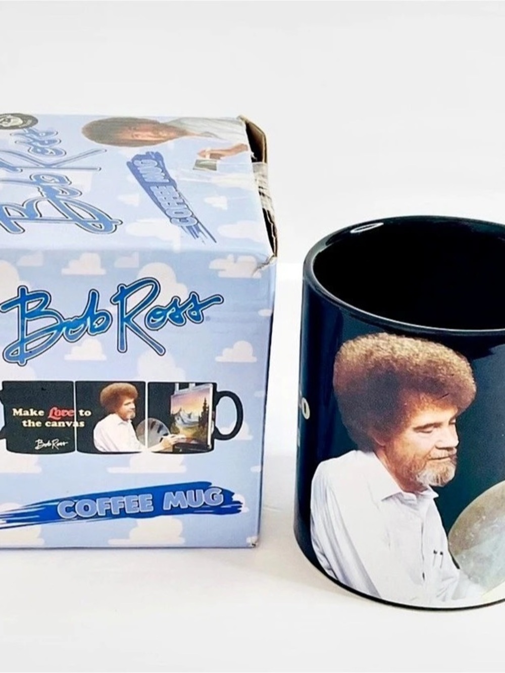 Bob Ross Make Love to the Canvas Coffee Mug Black Coffee Mug with Original Box